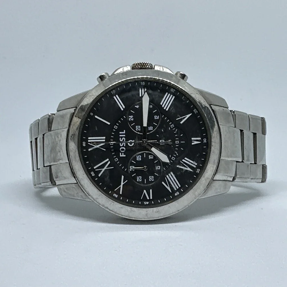 Fossil NDW1 Men's Silver Stainless Steel Analog Dial Quartz Wrist Watch HME514